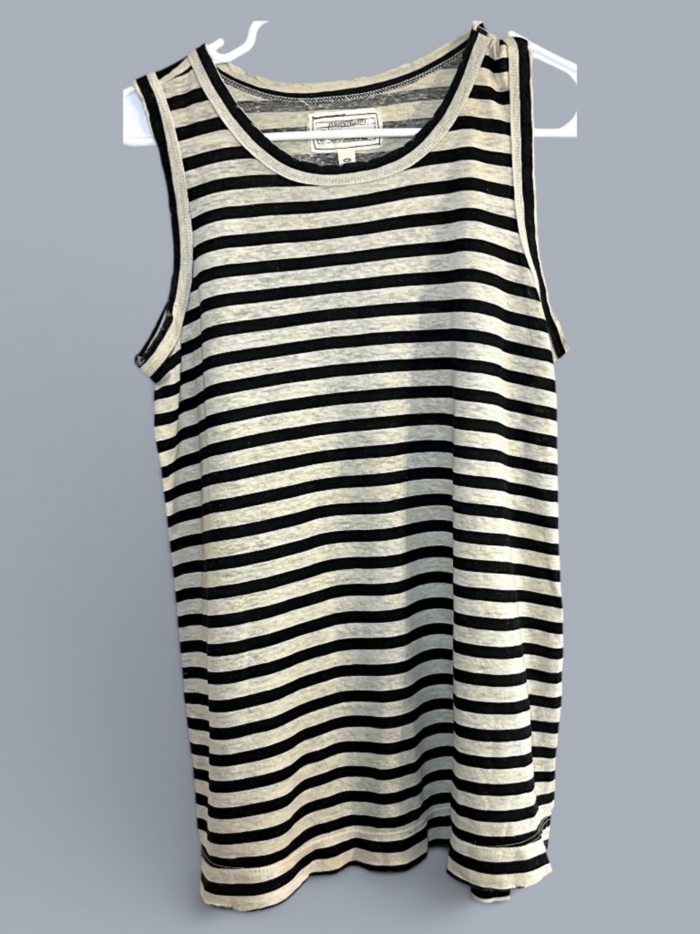 Current/Elliott Hemp Cotton Black Cream Distressed Muscle Tee Size 0